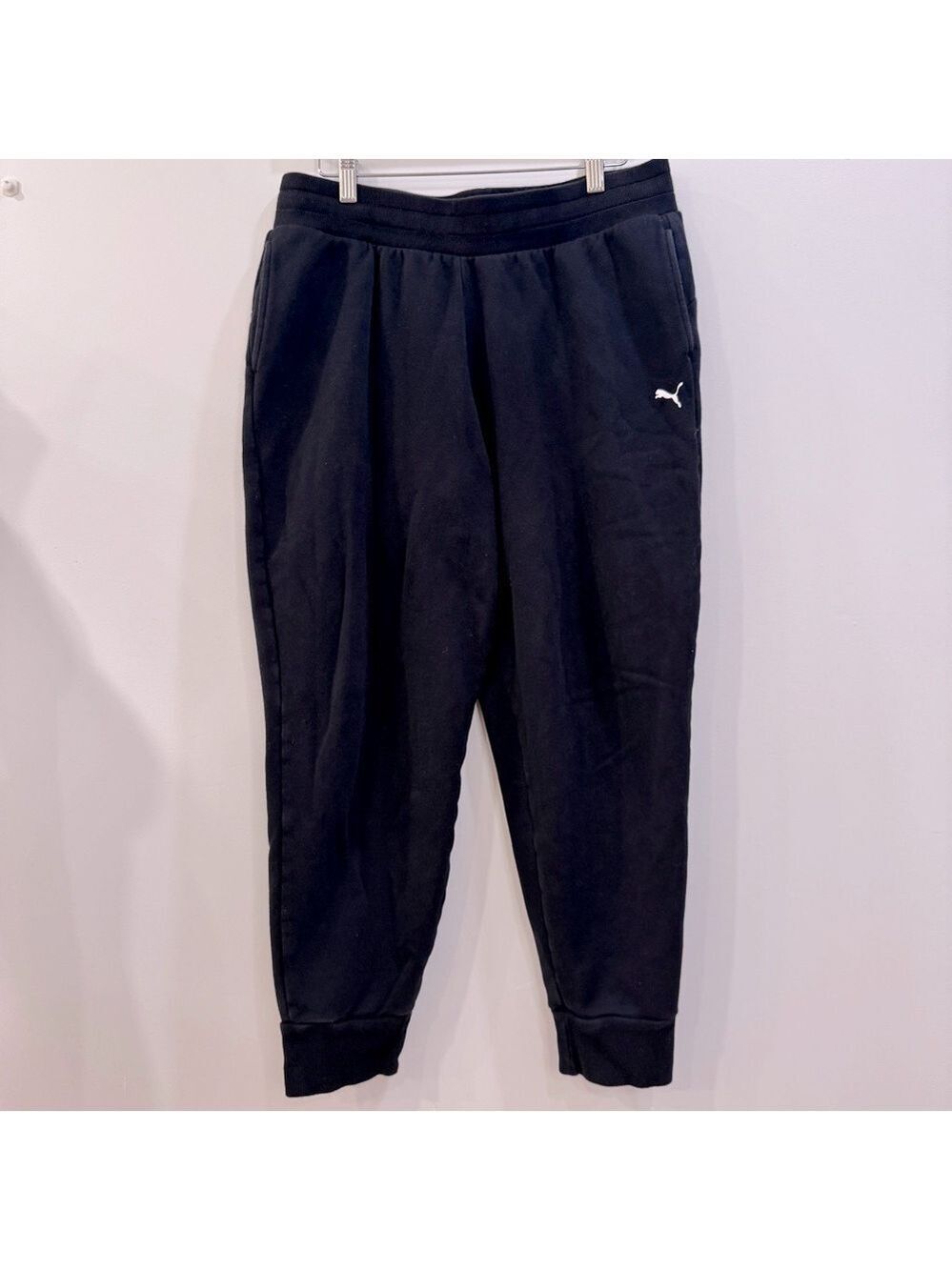 Puma Black Sweatpants with Tapered Fit and Elastic Waistband
